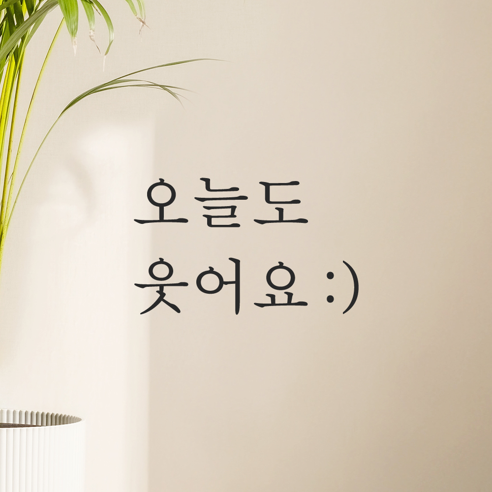 레터링 스티커 오늘도 웃어요 스마일 검정 S 현관문 거울 - 상품 이미지