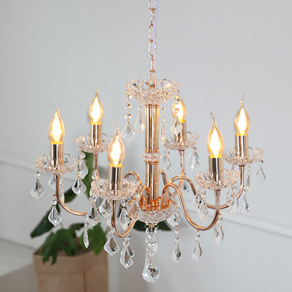 엘레강스 샹들리에 6등 500 골드 샹제리제 북유럽 크리스탈 거실조명