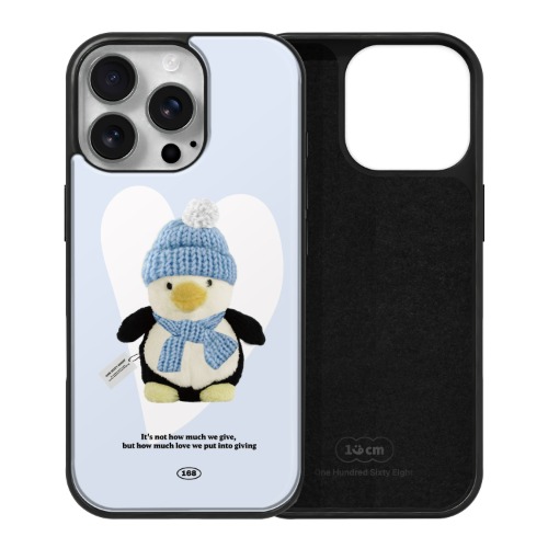 아이폰16 프로 맥세이프 케이스 커플 스웨이드 라벨 펭구 블루 - 상세 이미지 2