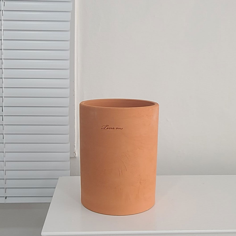 테라원 국산 원통형 14x18cm 황토 토분 황원통 - 메인 이미지