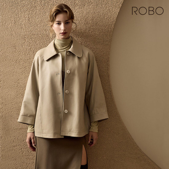 [로보] 이태리 램스킨 레더 하프 코트  CJK24C182