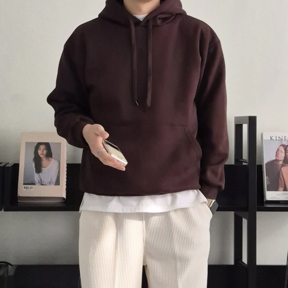 남자 후드티 빅사이즈 오버핏 커플 남성 기모 후드티 - 상세 이미지 5