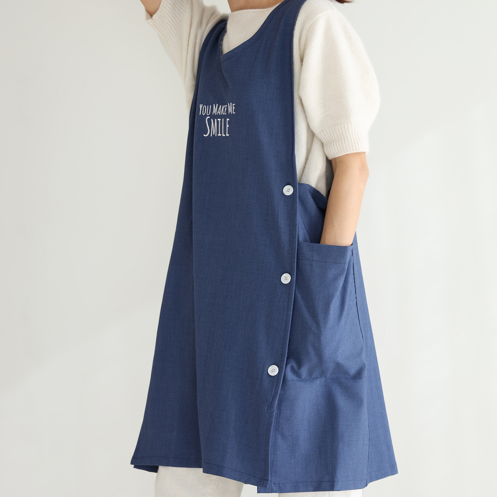 [미소쌤] 스마일 앞치마 보육교사 어린이집 원피스 빅사이즈 카페 미용