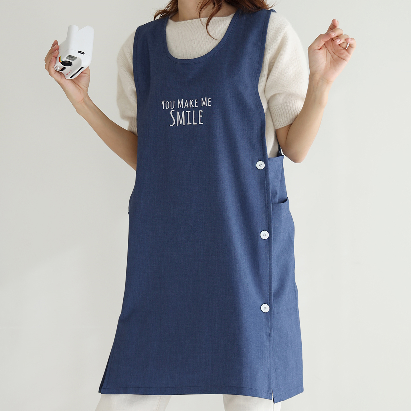 [미소쌤] 스마일 앞치마 보육교사 어린이집 원피스 빅사이즈 카페 미용