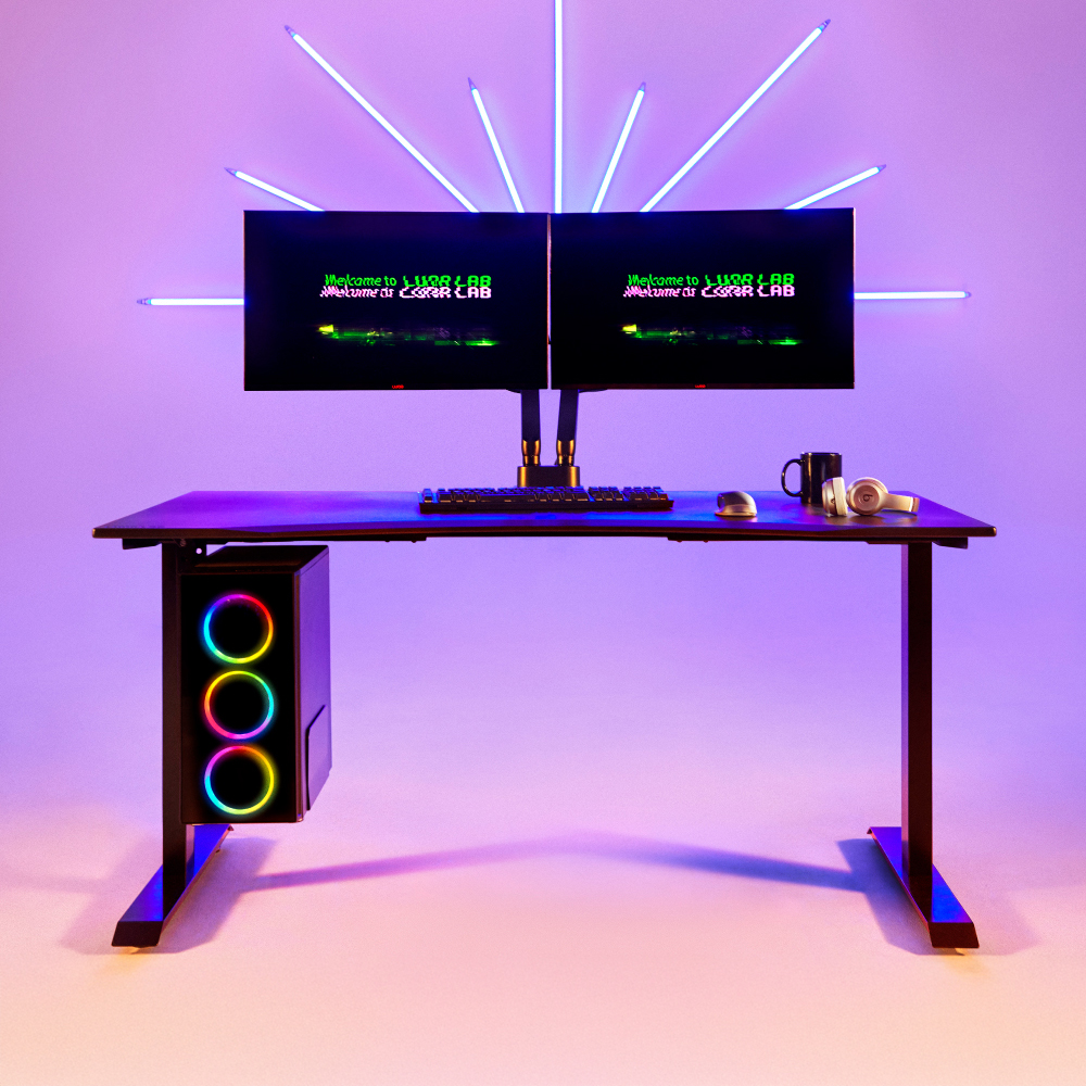 루나랩 컴퓨터책상 거실 서재 1인용 게이밍 책상 블랙커브1200