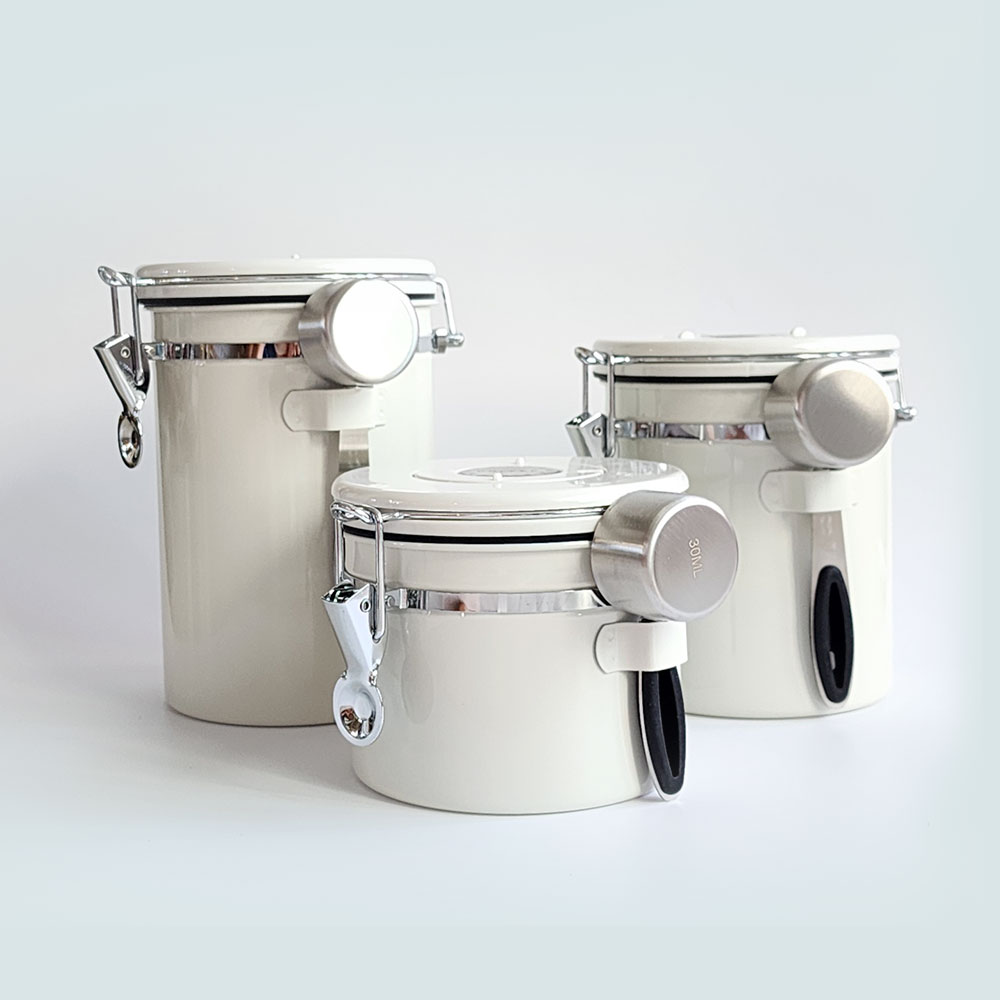 프리즈마 베큠 씰 커피 캐니스터 화이트 원두 밀폐용기 원두 보관통 - 상세 이미지 5