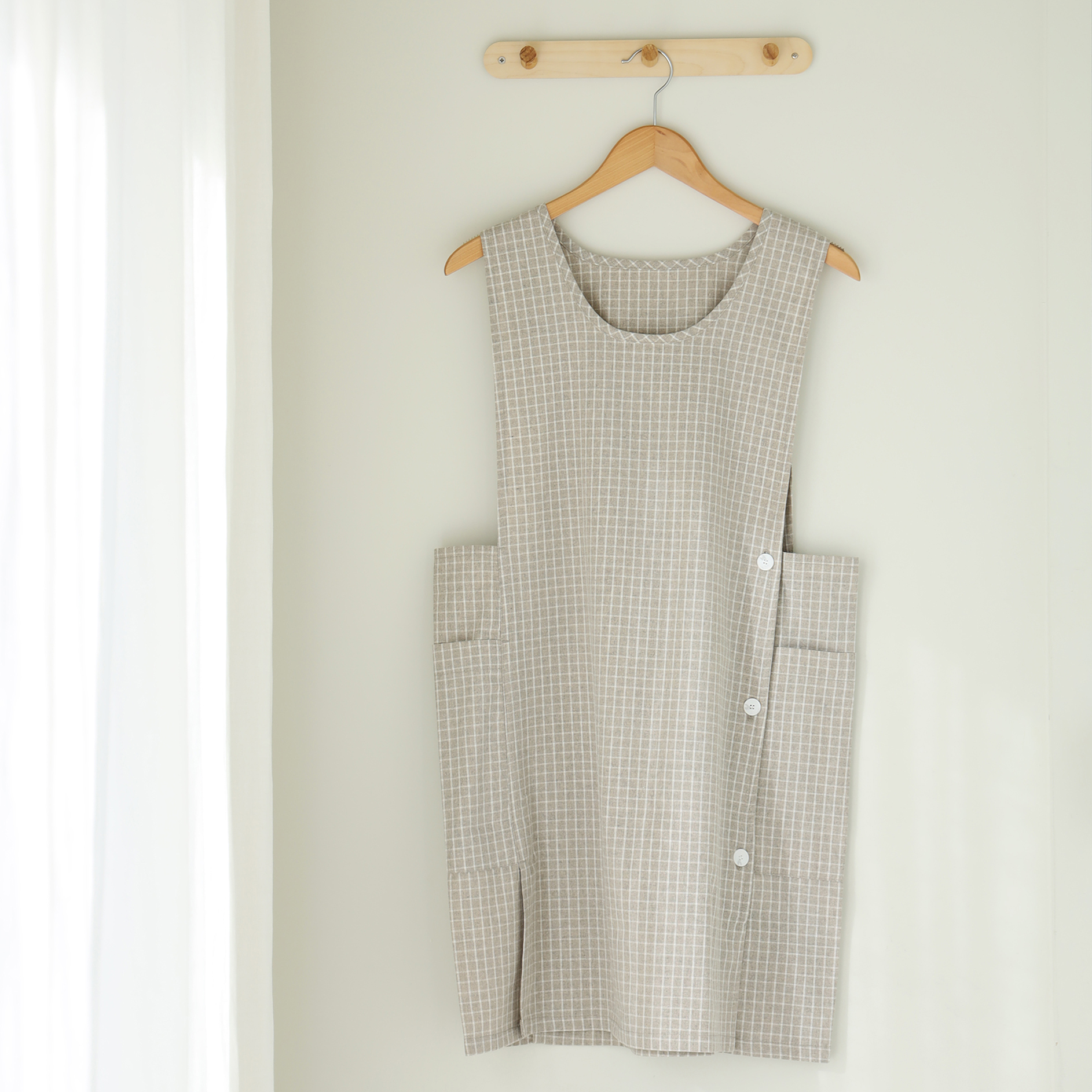 [미소쌤] 모던 체크 앞치마 보육교사 어린이집 유치원 카페 미용