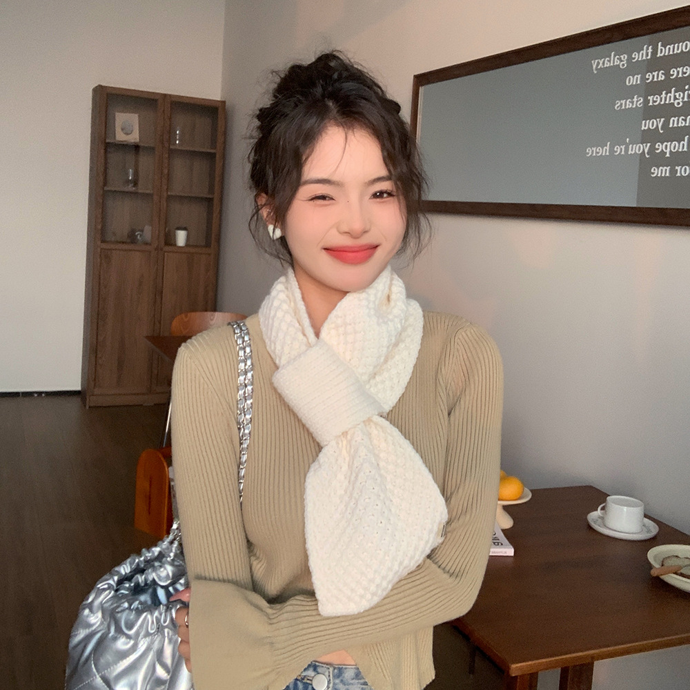 1+1 라라운드 쁘띠 니트 목도리 스카프 미니 머플러 짧은 슬림 심플 숏 JW6922 이미지 6