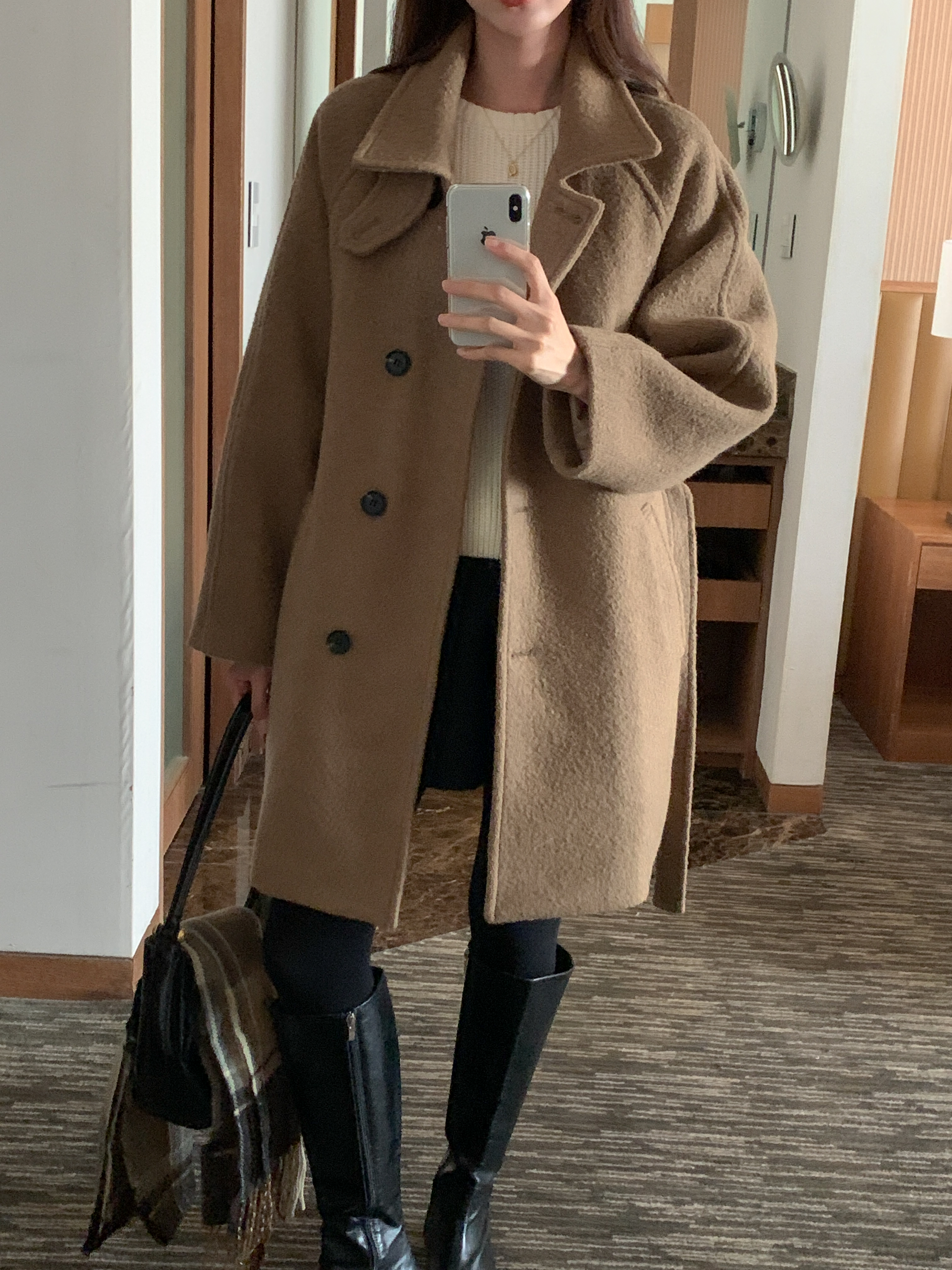 [24 f/w코트] 헤르몬 헤나 하이넥 부클 하프코트 울100 누빔 퀼팅 핸드메이드 640 상세 이미지 4
