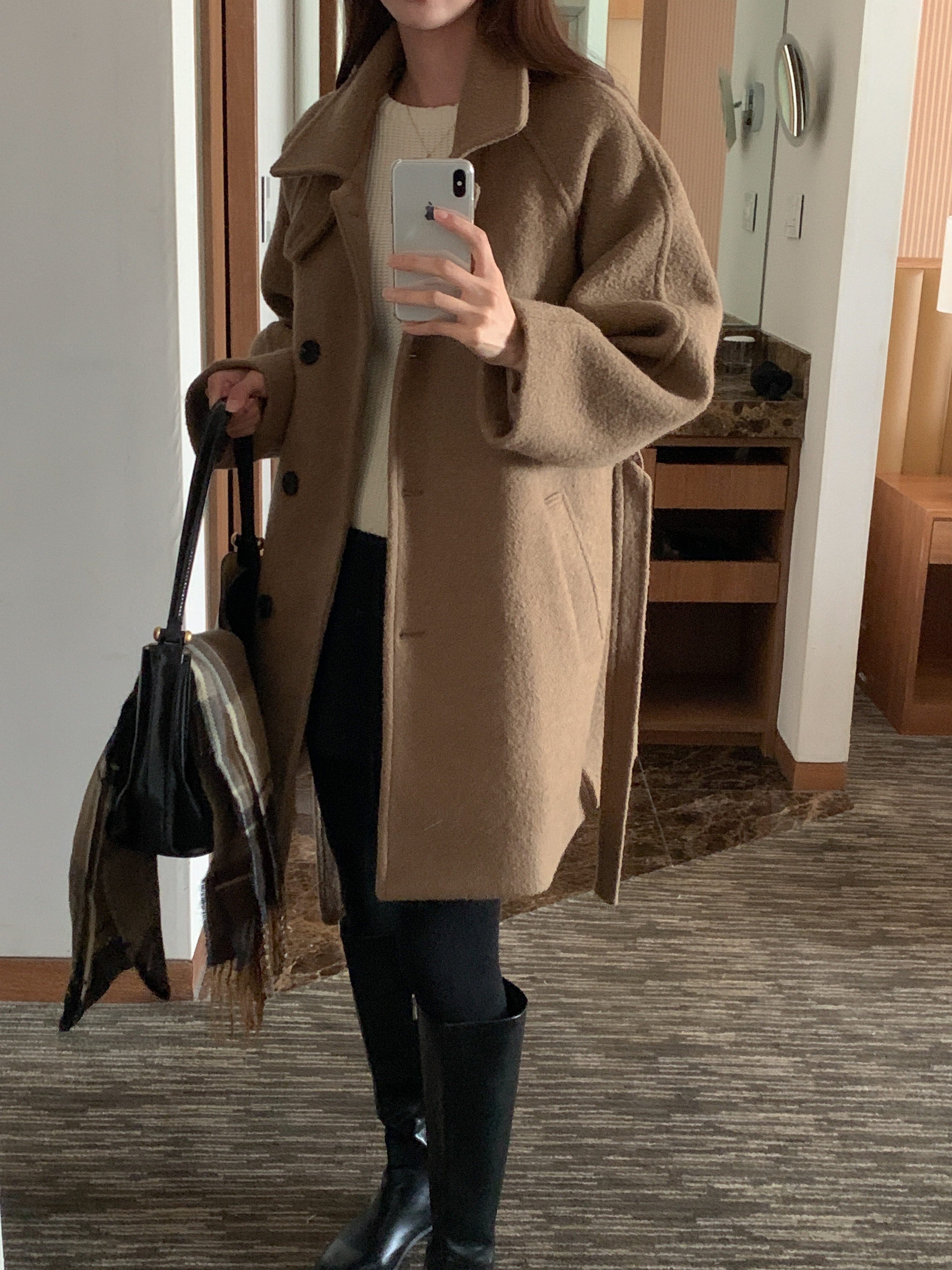 [24 f/w코트] 헤르몬 헤나 하이넥 부클 하프코트 울100 누빔 퀼팅 핸드메이드 640 상세 이미지 105
