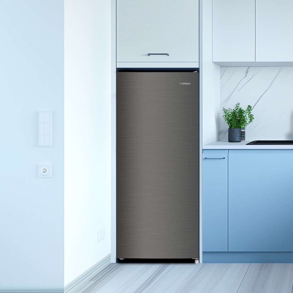 더함 미니 냉동고 스탠드 미니 급속 냉동 1도어 냉동고 가정용 소형 실버 냉동고 146L