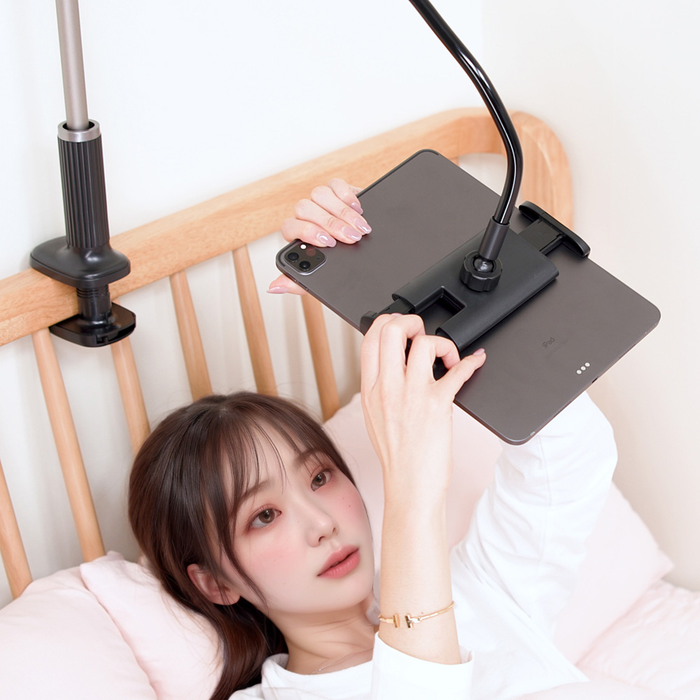 르메이어 자바라 거치대 누워서 스마트폰 탭 패드 태블릿 침대 고정