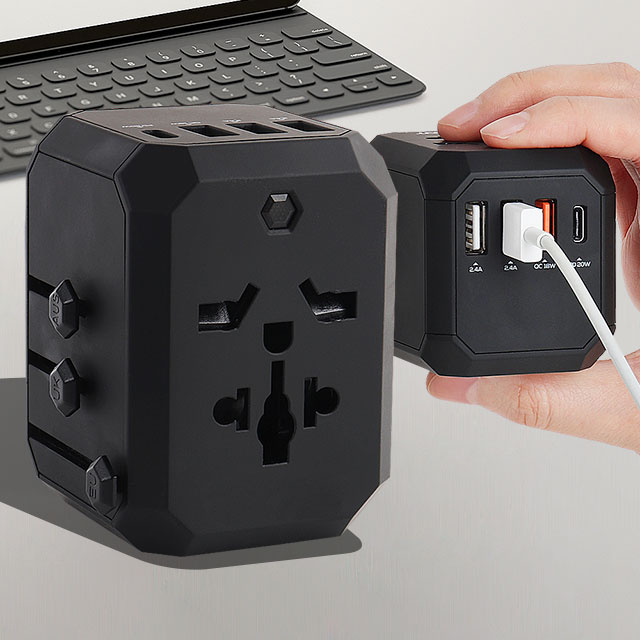 여행용어댑터 고급형 멀티 돼지코 변압기 USB 초고속 - 상품 이미지