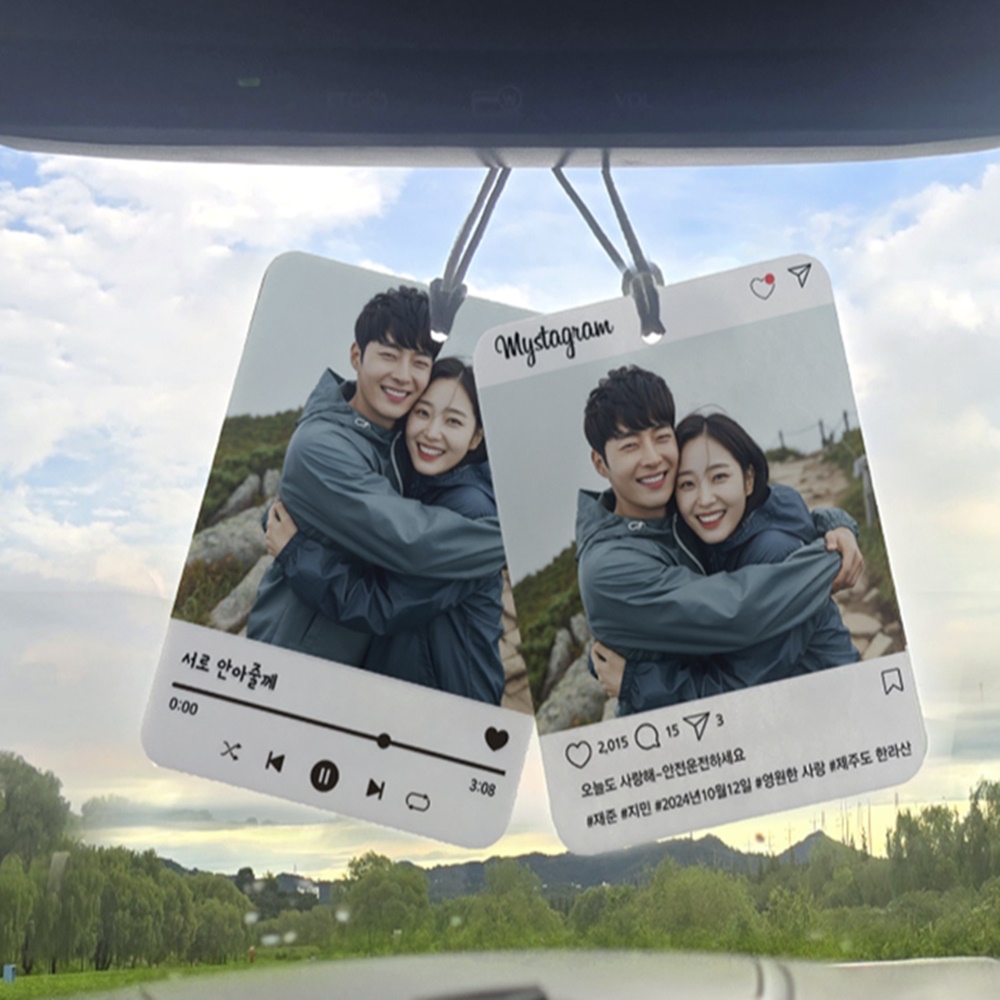 커스텀 포토 사진 차량용 방향제 자동차 차량 디퓨저 실내 디퓨져 걸이형 주문제작 6종 - 상품 이미지