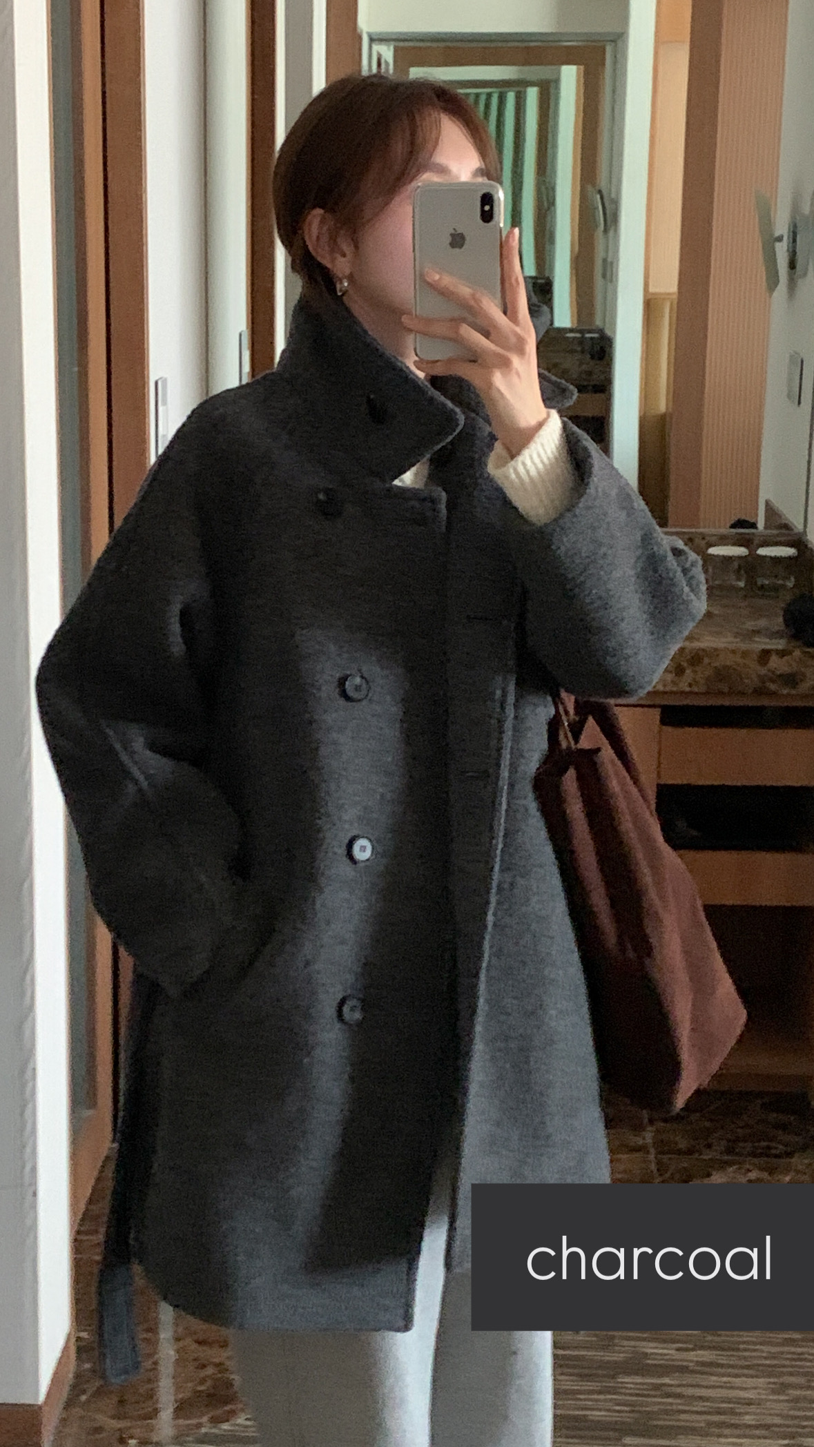 [24 f/w코트] 헤르몬 헤나 하이넥 부클 하프코트 울100 누빔 퀼팅 핸드메이드 640 상세 이미지 8