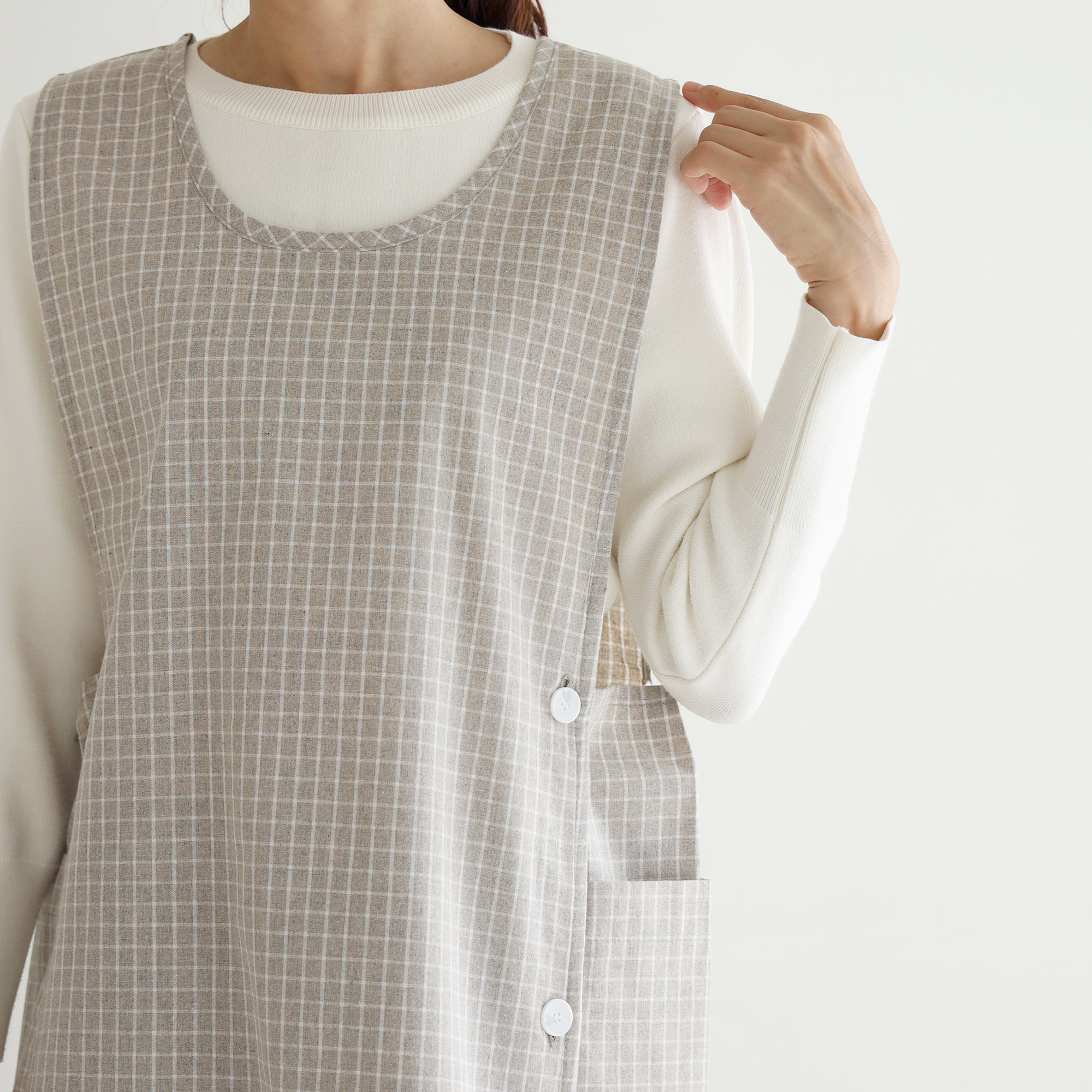 [미소쌤] 모던 체크 앞치마 보육교사 어린이집 유치원 카페 미용