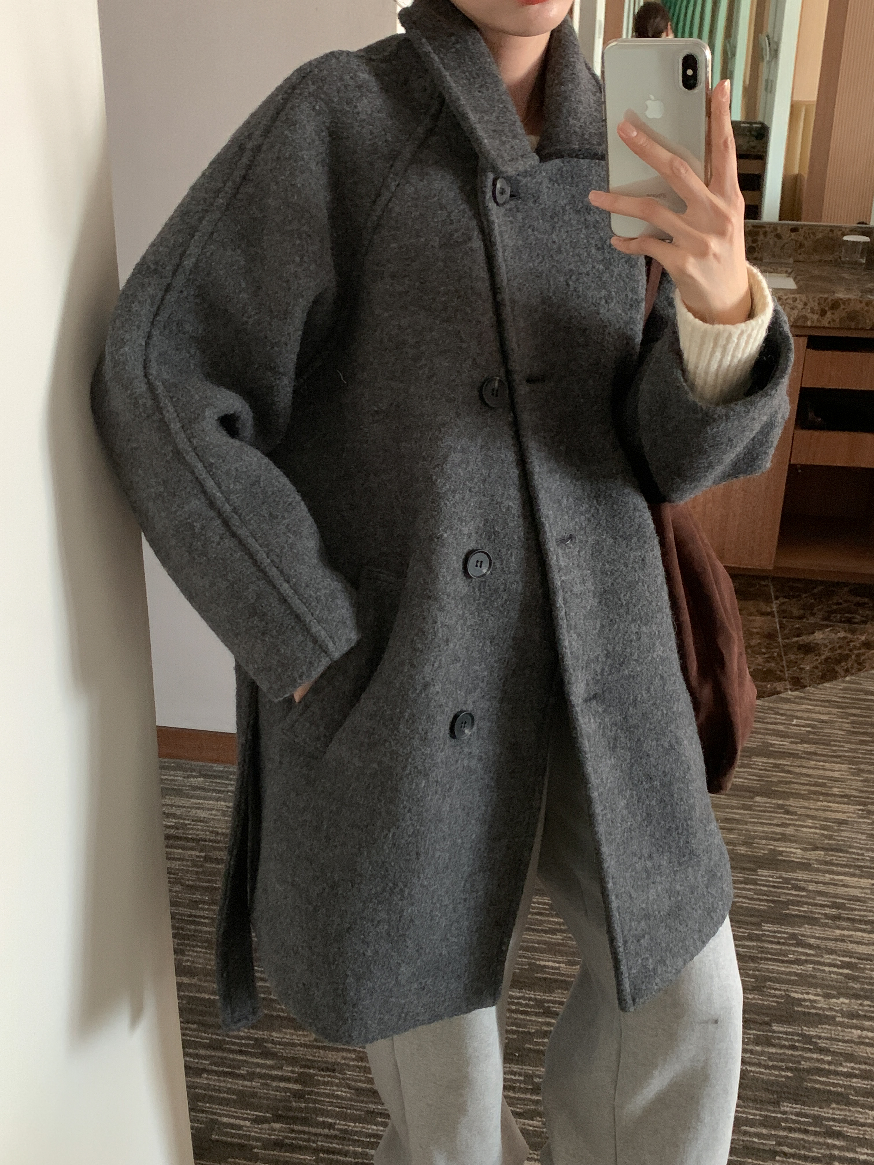 [24 f/w코트] 헤르몬 헤나 하이넥 부클 하프코트 울100 누빔 퀼팅 핸드메이드 640 상세 이미지 32