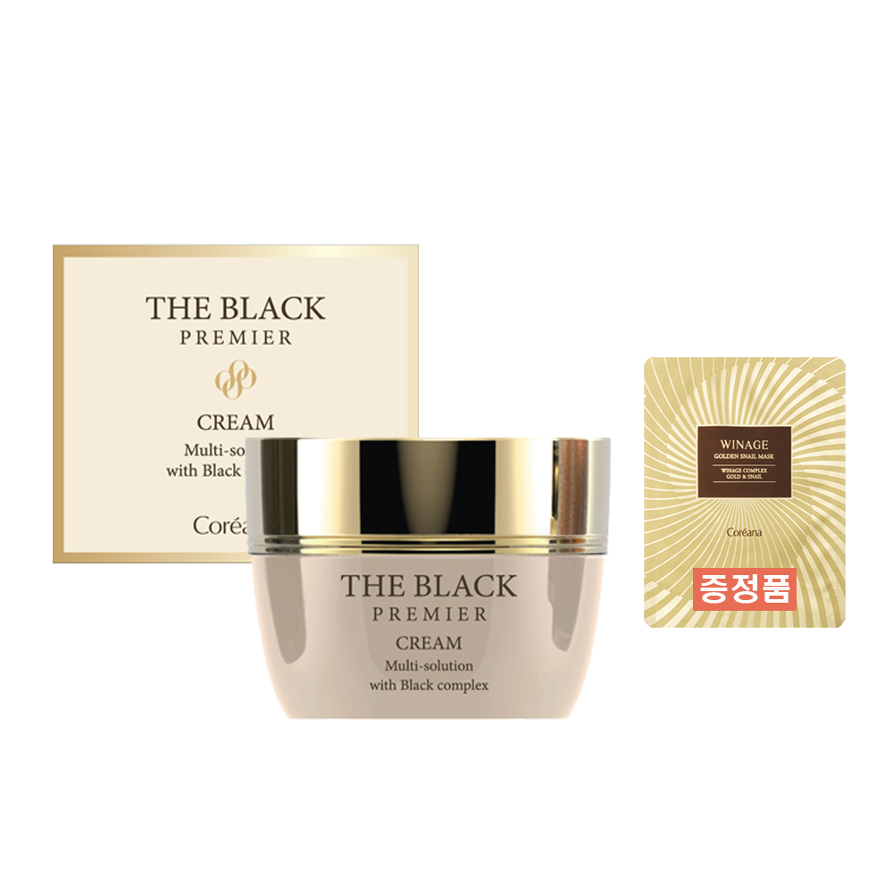 펩타이드 피부탄력크림 코리아나 더블랙 프리미어 크림 50ml(증정품 스네일 마스크 1개)
