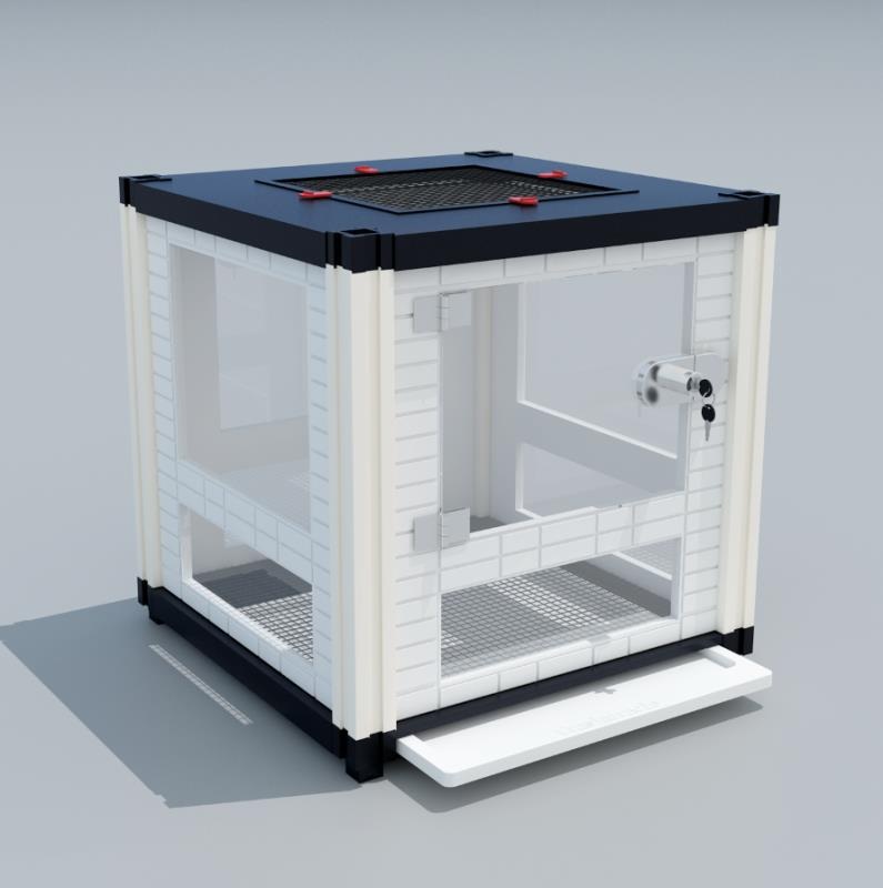 파충류 온도조절 케이지 망사형 사육장 40x40x30cm 슬라이딩도어+유리창 3개 - 상품 이미지