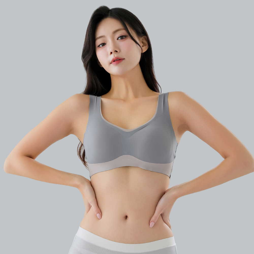 심리스 브라 처진가슴 들뜸없이 잡아주는 편한 노와이어 스포츠 브라탑 무봉제 수면 브라렛 - 상세 이미지 4