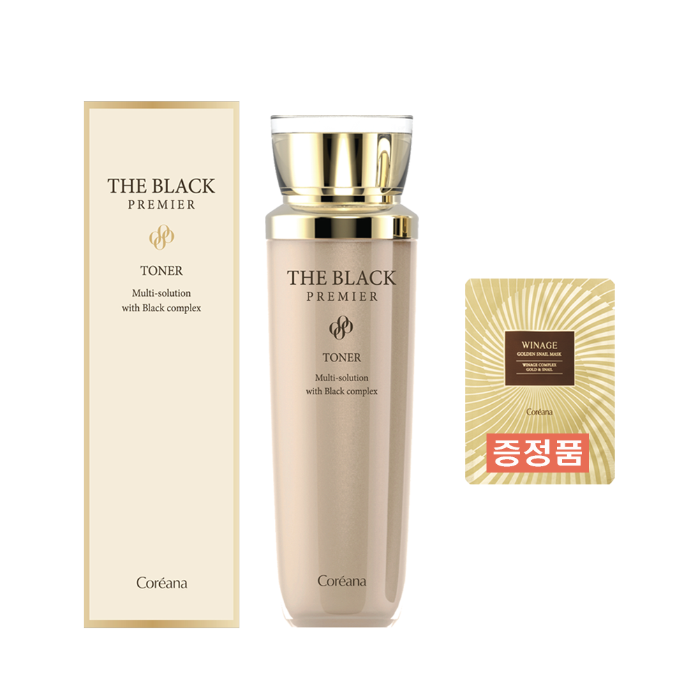 펩타이드토너 코리아나 더블랙 프리미어 피부탄력개선 스킨 140ml(증정품 스네일 마스크 1장) - 메인 이미지