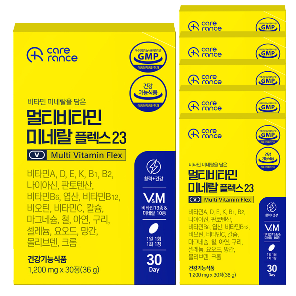 케어란스 멀티비타민 미네랄 플렉스23 종합비타민 1,200mg 30정, 6개 - 상품 이미지