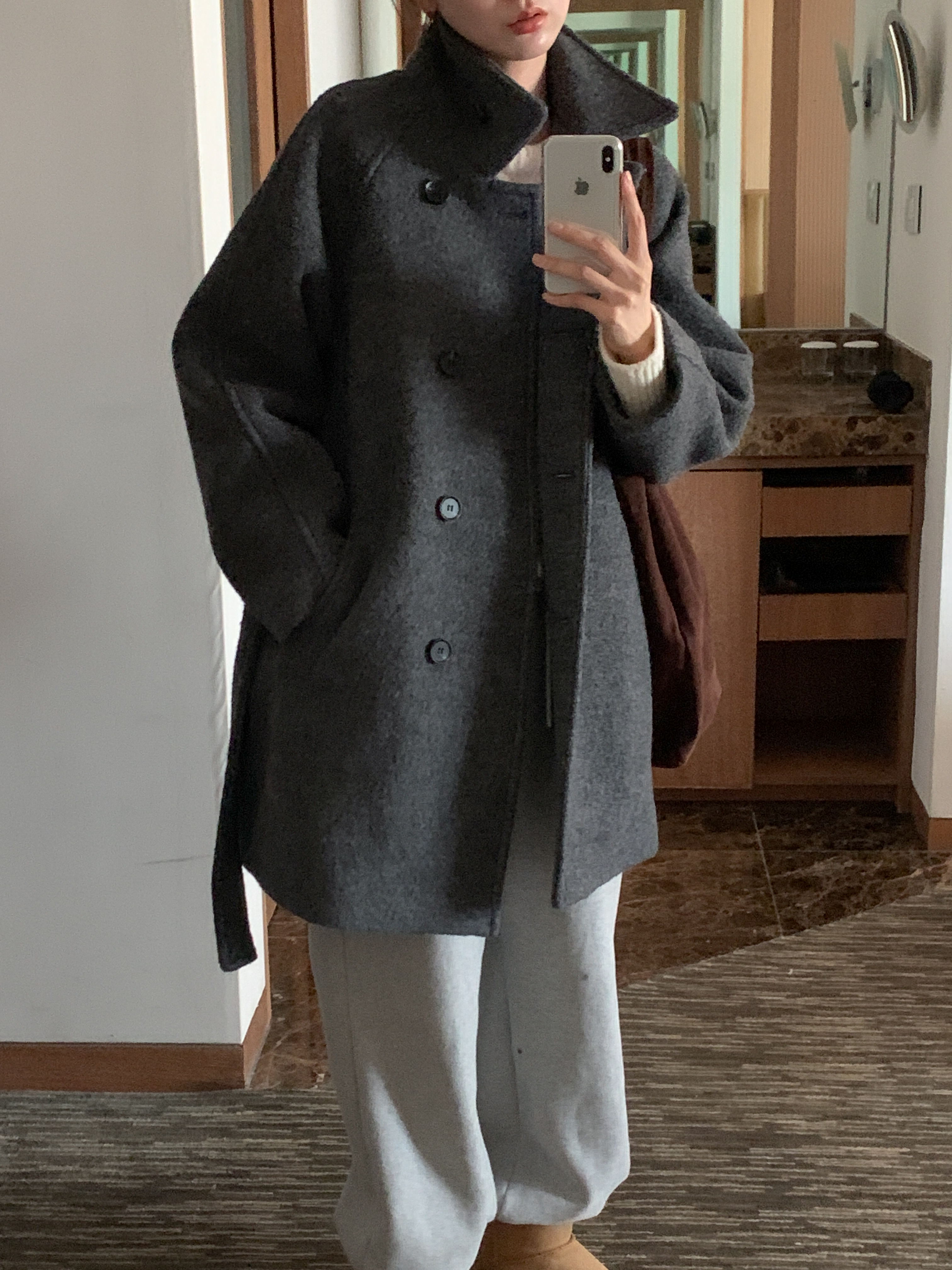 [24 f/w코트] 헤르몬 헤나 하이넥 부클 하프코트 울100 누빔 퀼팅 핸드메이드 640 상세 이미지 27