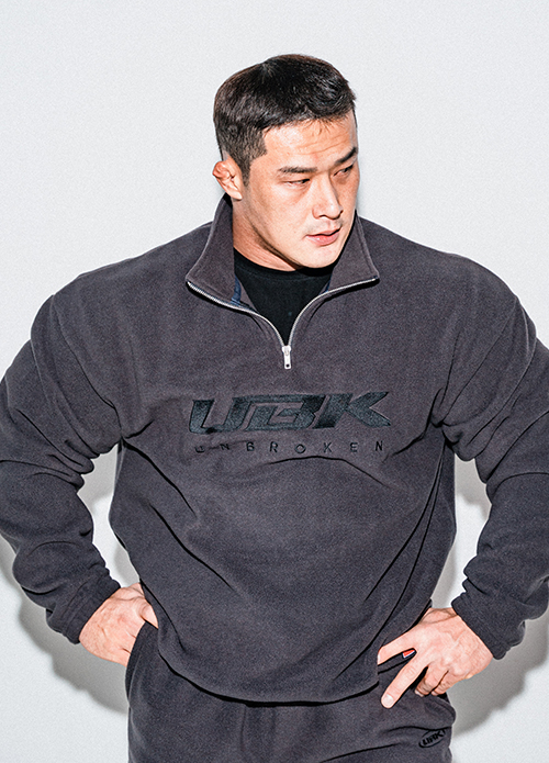 언브로큰 후리스 하프집업 차콜 - 상품 이미지