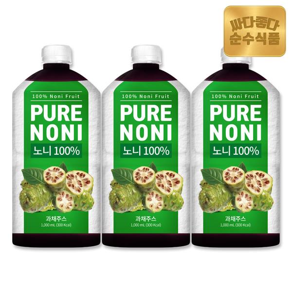 순수식품 착즙 노니 원액 노니주스 3병(3,000ml) NFC착즙 : 주식회사 케이티알파