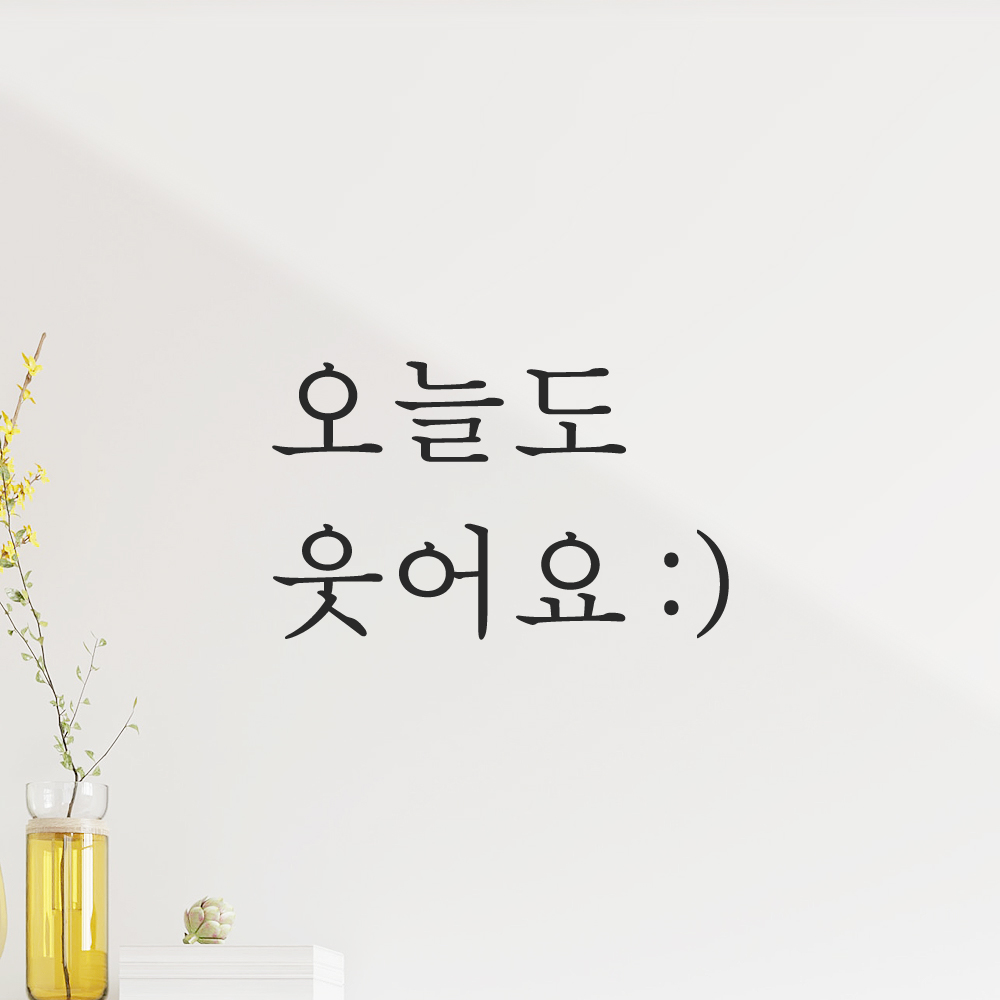 레터링 스티커 오늘도 웃어요 스마일 검정S 거울 현관문 - 상품 이미지