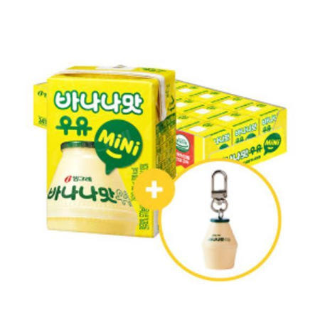 [키링구성]바나나맛우유 미니 24팩 + 키링1개 | 빙그레 | 건강한간식 생크림 팬트리 탕비실 휴게실 편의점 쉐이크 영양간식
