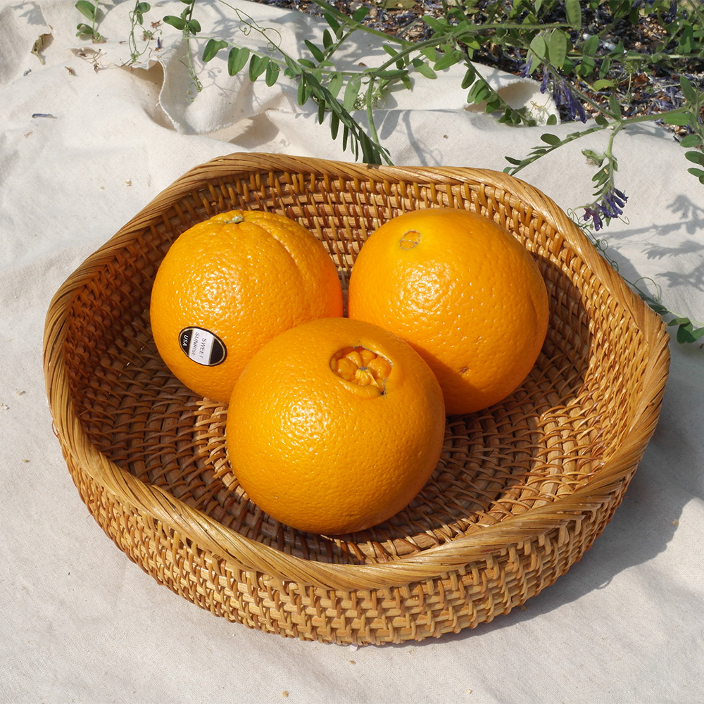 라탄 웨이브 귤바구니 라탄트레이 원형 바스켓 수건 간식 빵 과일 보관