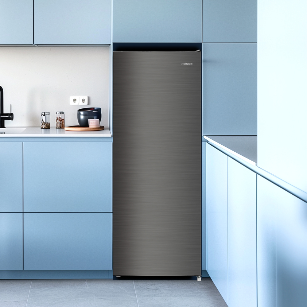 더함 미니 냉동고 스탠드 서랍형 급속냉동 1도어 냉동고 가정용 소형 실버 냉동고 177L