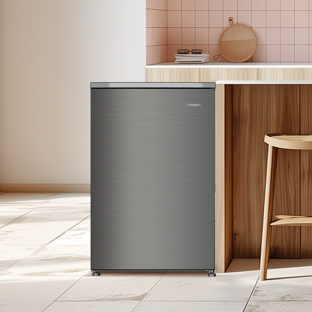 더함 미니 냉동고 스탠드 미니 급속 냉동 1도어 냉동고 가정용 소형 실버 냉동고 85L