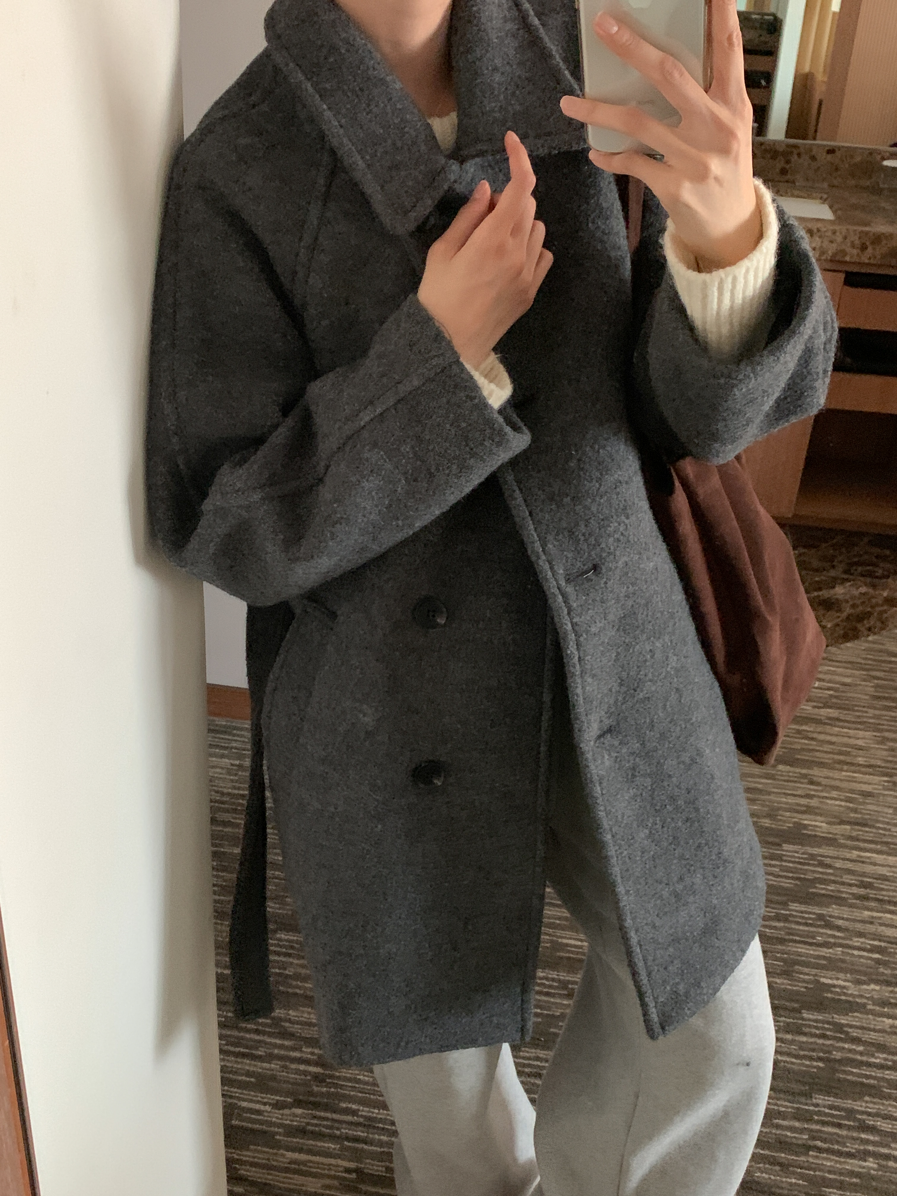 [24 f/w코트] 헤르몬 헤나 하이넥 부클 하프코트 울100 누빔 퀼팅 핸드메이드 640 상세 이미지 33