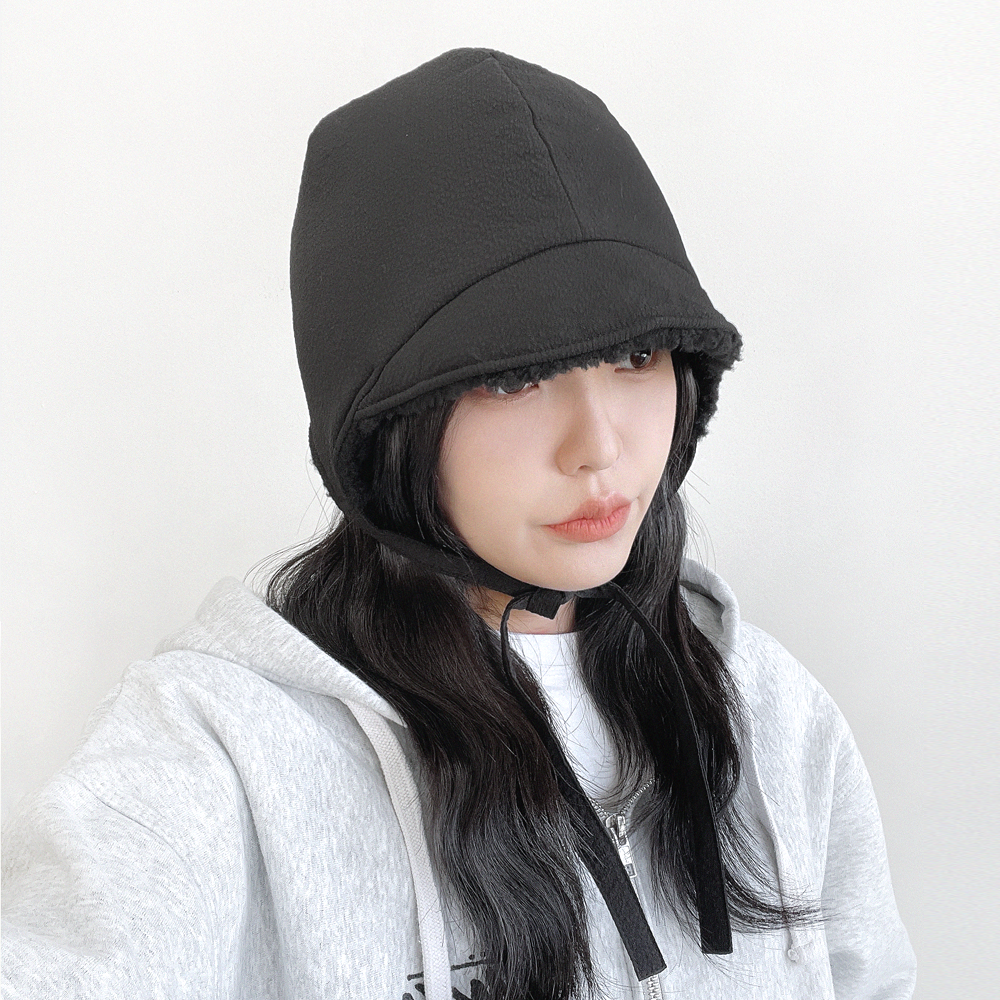 와플 뽀글이 덤블 패딩 여성 벙거지 겨울 버킷햇 보넷 귀달이모자 - 상세 이미지 5