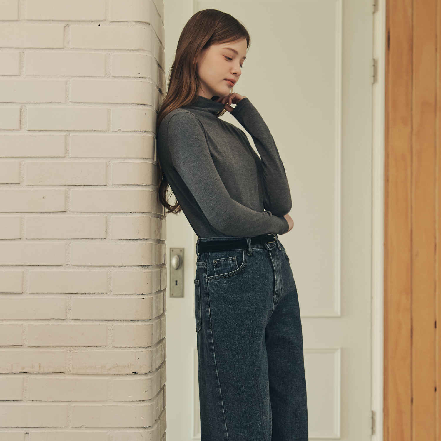 [제로스트릿] [3컬러] 기모 베이직 하프 터틀넥 BRUSHED BASIC HALF TURTLE NECK T-SHIRT - 상세 이미지 2