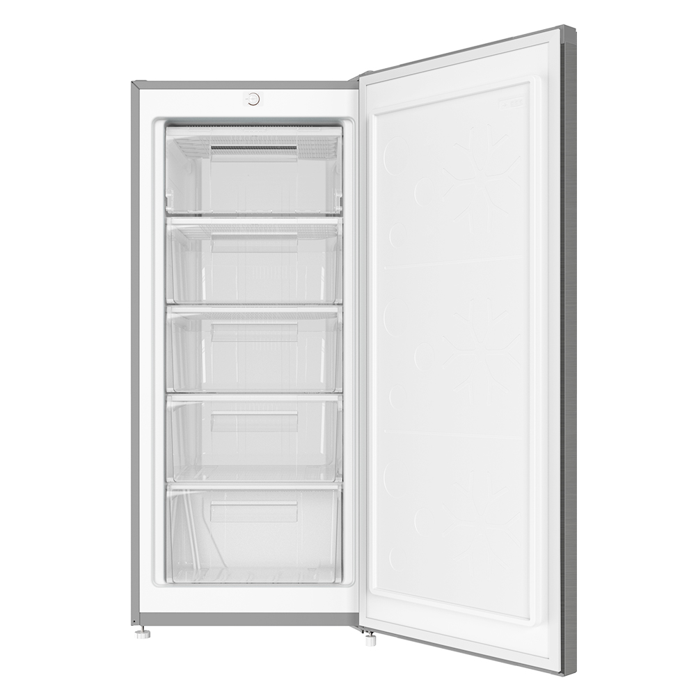 더함 미니 냉동고 스탠드 미니 급속 냉동 1도어 냉동고 가정용 소형 실버 냉동고 146L