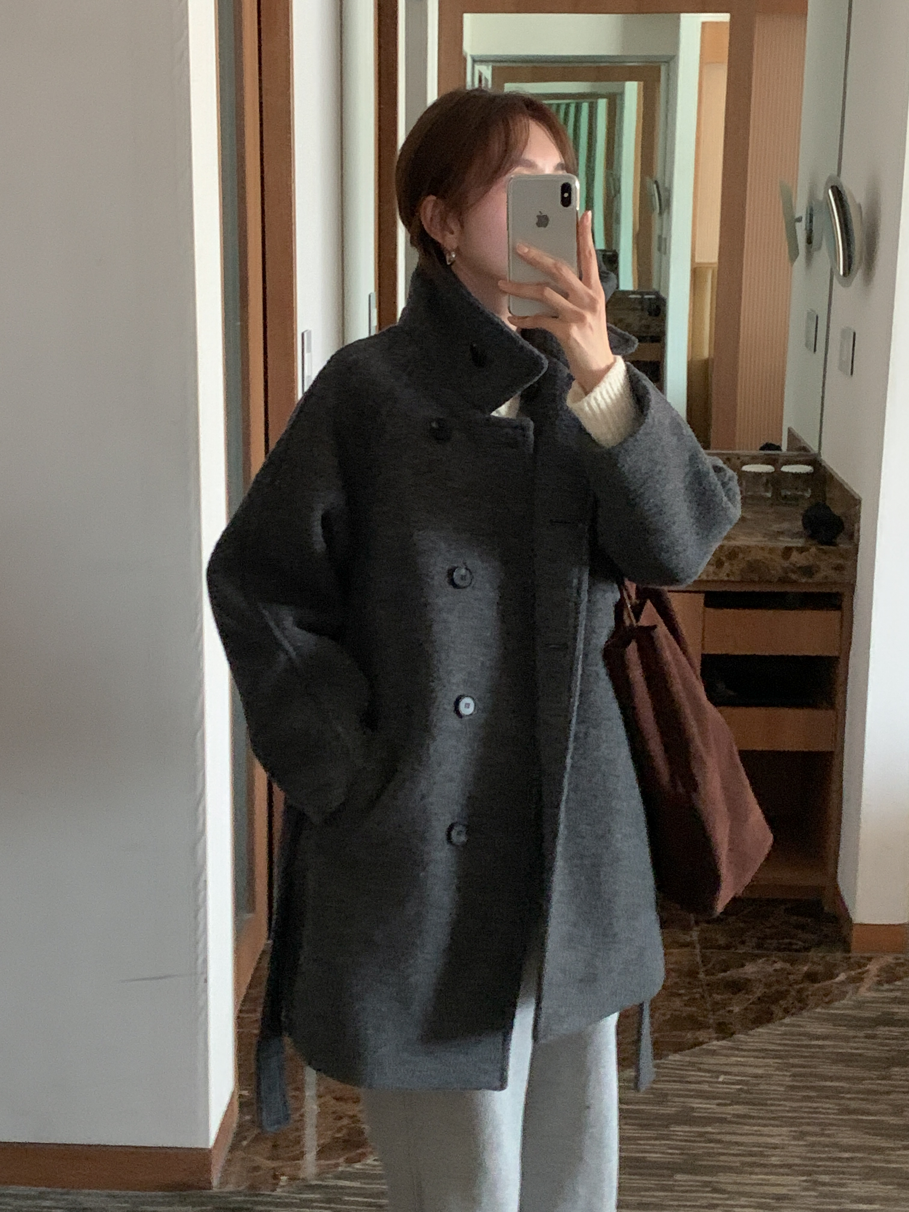 [24 f/w코트] 헤르몬 헤나 하이넥 부클 하프코트 울100 누빔 퀼팅 핸드메이드 640 상세 이미지 3