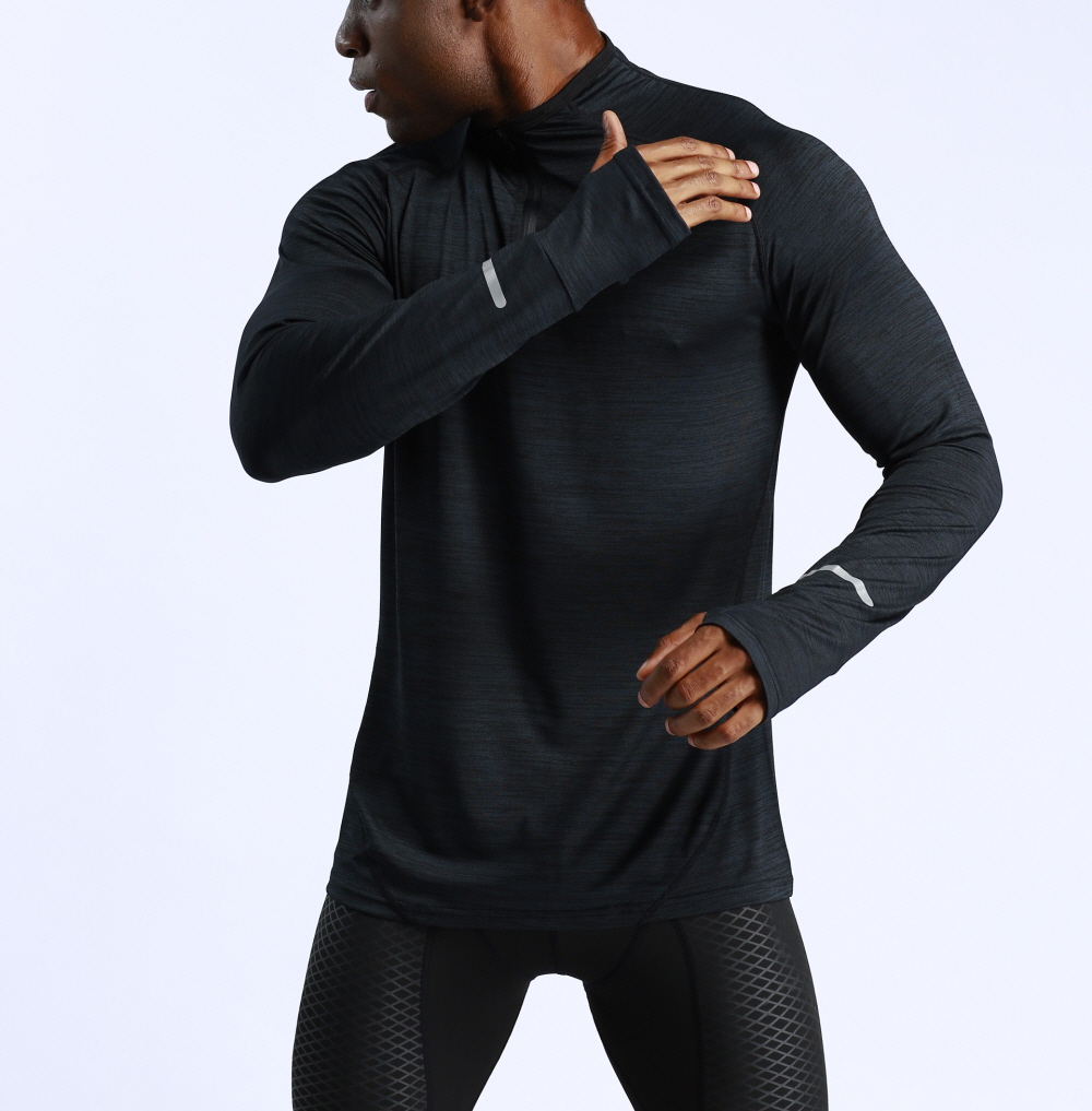 겨울러닝복 러닝하프집업 겨울 마라톤복장 러닝상의 운동복 헬스복 - 상세 이미지 3