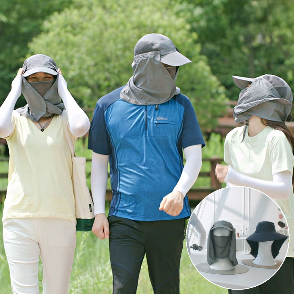 쓰고 가리고 365 썬캡 햇빛가리개 창모자 팔토시 세트 여름모자 선캡 자외선차단