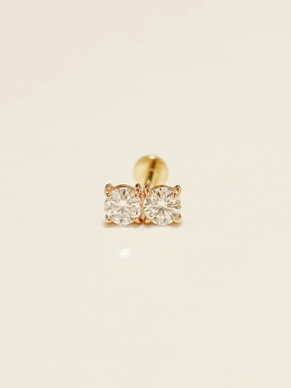 [1mm/1.2mm]14K 인터널 모이사나이트 다이아 더블 라블렛 피어싱 귀걸이 - 상세 이미지 3