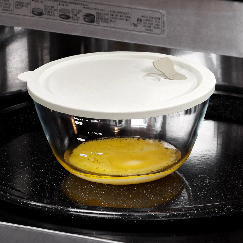 내열유리 계량 믹싱볼 실리콘 뚜껑 세트 2.7L / 전자레인지 오븐글라스 베이킹 스팀홀