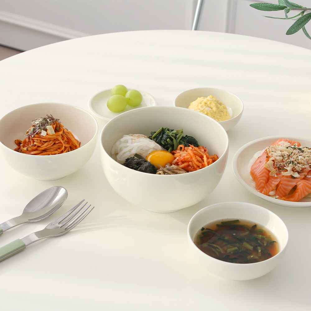 수납 좋은 심플 도자기 식기세트 어셈블 1인 홈세트 6P 2컬러 집들이 자취 이사 선물포장