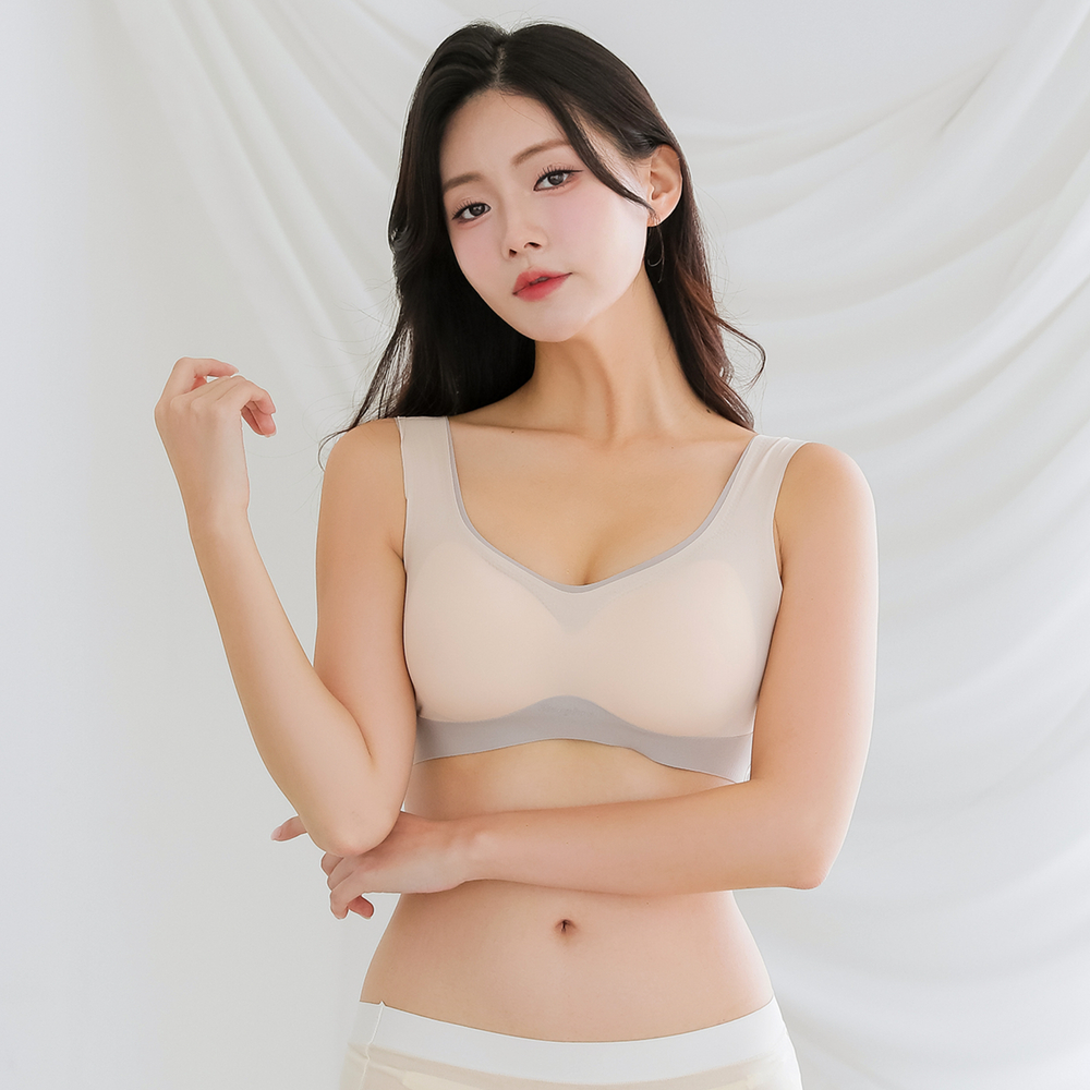 심리스 브라 처진가슴 들뜸없이 잡아주는 편한 노와이어 스포츠 브라탑 무봉제 수면 브라렛 - 상세 이미지 3