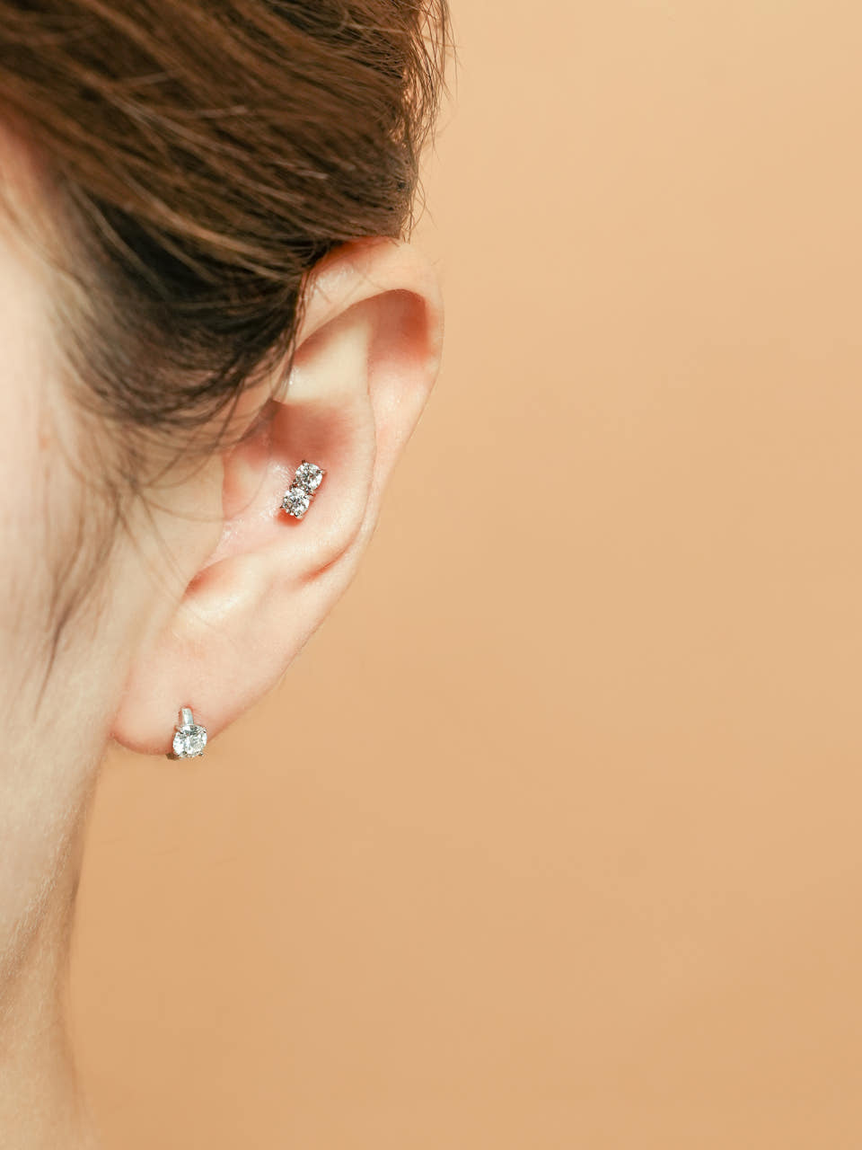[1mm/1.2mm]14K 인터널 모이사나이트 다이아 더블 라블렛 피어싱 귀걸이 - 상세 이미지 5