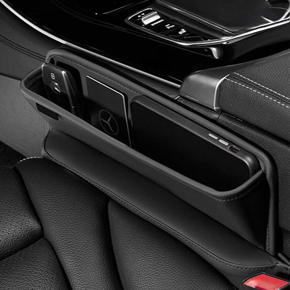 트랜디 차량용 프리미엄 2in1 가죽 틈새 수납함