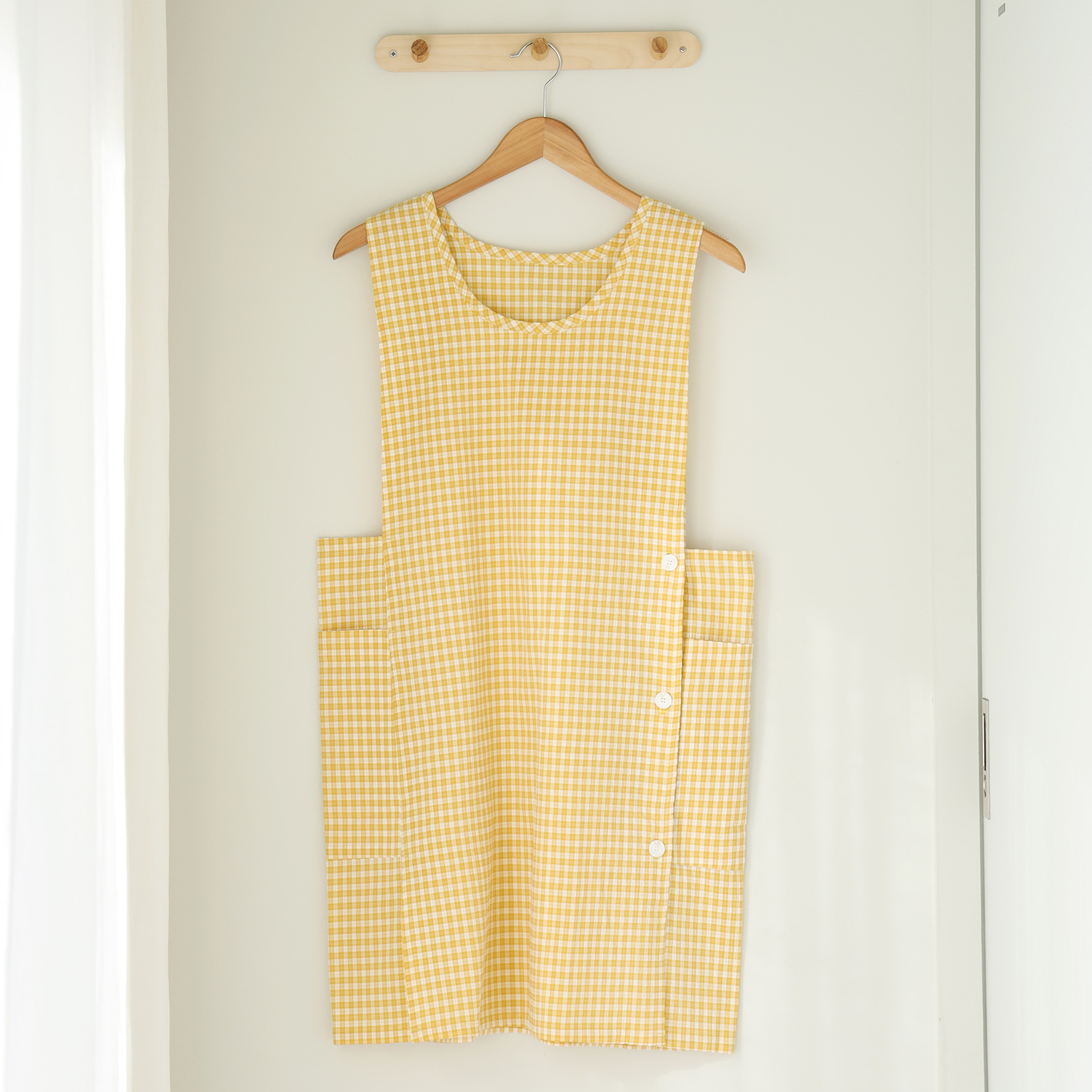 [미소쌤] 시링 체크 앞치마 단추형 F 원피스 빅사이즈 어린이집 보육교사 카페