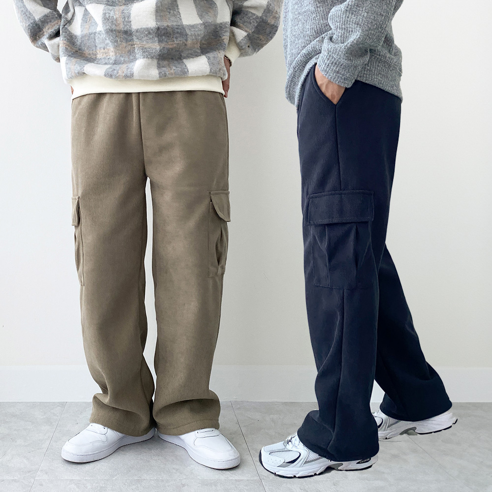 1+1 남자코듀로이바지 남자통바지 남성기모팬츠 - 상품 이미지