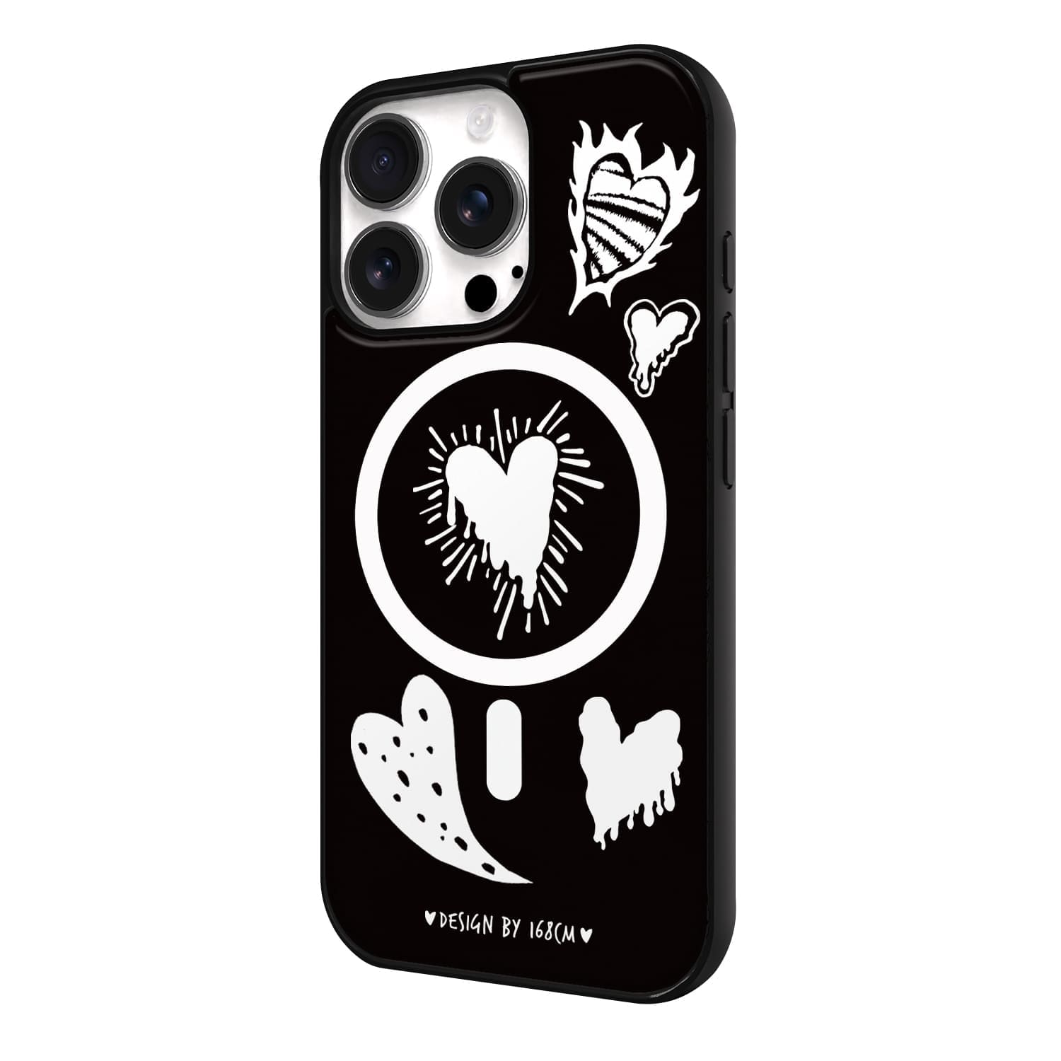 아이폰16 프로 맥세이프 케이스 우정 스웨이드 빈티지 하트 화이트 - 상세 이미지 3